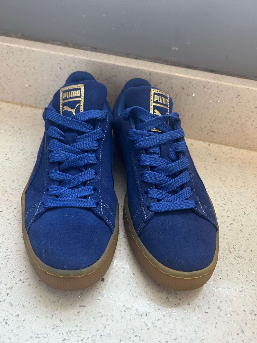 Puma Suede Men's Sneakers in Royal Blue with Gum Sole - Picture 3 of 6